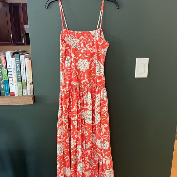 Zara Red and White Floral Drop Waist Dress - Picture 2 of 6